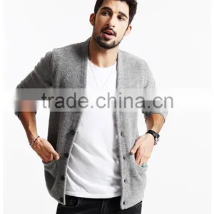Custom 100% Cotton Long Thick Knitted Sweater Men Cardigan Sweater thumbnail-5