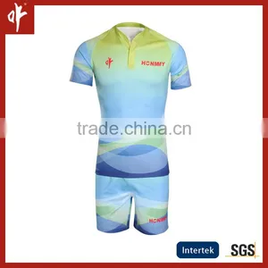 Full Sublimation Uniforms,Rugby t Shirt,Plain Sky Blue Jersey Football thumbnail-1