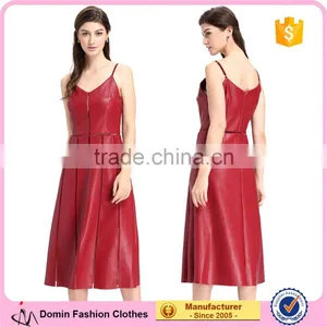 2017 Latest Party Hot Casual Woman Sexy Leather Dress thumbnail-1