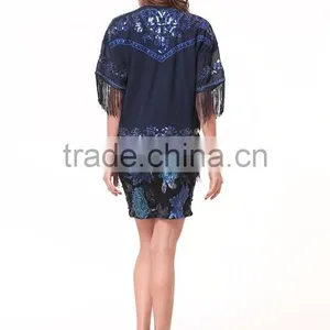 Women's Retro Ethnic Floral Tassels Loose Kimono Cardigan Coat thumbnail-3