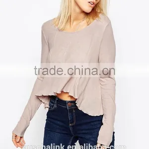 OEM Lady Wholesale Scoop Neck t Shirt Fashion Design thumbnail-3