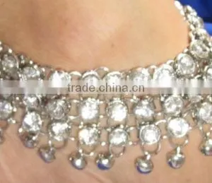 Broad PAYAL Anklets With Bells Pair Silver Tone thumbnail-3