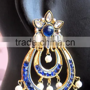 Gold Plated DANGLER Chand Bali Earrings thumbnail-4