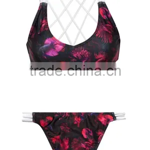 Ladies Fashion Print and Cross Strap Bikini-3 thumbnail-2