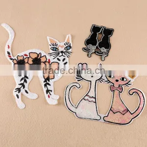 Cat Sequined Badge Rebersible Sequin Designs Embroidery Patch thumbnail-1
