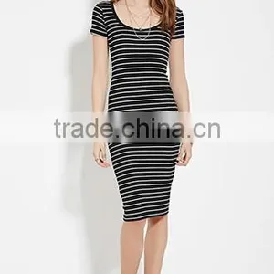 2017 Cheapsale Sexy Ladies Tight Solid Stripe Casual Dress Bulk Clothing thumbnail-1