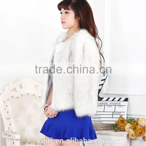 New Women's Faux Fox Fur Beige Gradual Color Black / Coffee Tip Jacket Coat Long Hairy Shaggy Outwear Autumn Winter Tops thumbnail-1