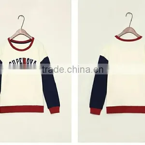 Women's Fleece Cotton Sweatshirt Contrast Color Hoodies thumbnail-1