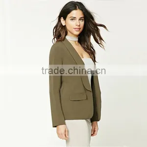 Ladies Office Open Front Dropped Lapels Longline Silhouette Blazer Coat thumbnail-4