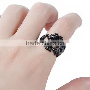 Titanium Steel Unadjustable Rings Black Dragon thumbnail-3