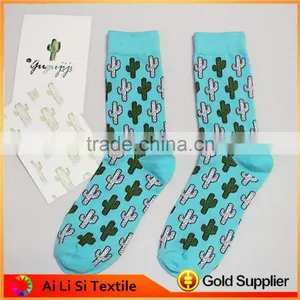 Novelty Cactus Black Grey Socks, Custom Design Your Own Socks thumbnail-1