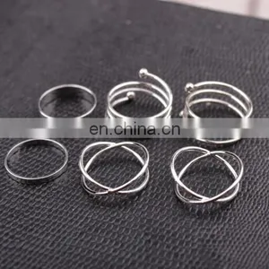 Punk Gold Silver Stack Above Knuckle Ring Band Midi Finger Rings Set 6PCS/Set thumbnail-2