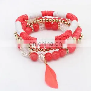 2017new Fashion Jewelry Bohemian Bracelet Beads Bracelet With Small Feathers thumbnail-2