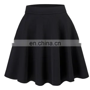 Kate Kasin Stock Womens Basic Black Stretchy Flared Skirt A-Line Skirt KK000665-1 thumbnail-1