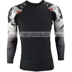 Wholesale Custom Print Long Sleeve Mma Rash Guards for Men thumbnail-1