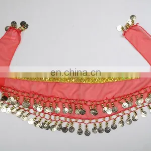 High Chiffon Gold Coins Performance Belly Dance Hip Scarf for Kids Y-2052# thumbnail-1