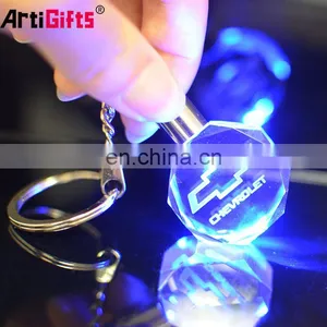 Custom Lucky Laser Engraving Glass Bottle Photo Crystal Led Light Keychain With Charms thumbnail-4
