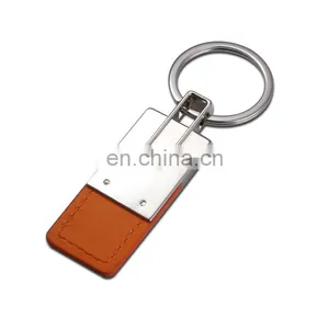 2017 Promotional Cheap Metal and Leather Keychain thumbnail-3
