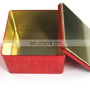 Big Square Tin Box Red Color With Emboss Chinese Language thumbnail-2
