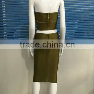 Summer Dress Wholesale 2016 New Halter Olive Wine Two Piece Set Sey Bodycon Women Bandage Dress Bandage Bodycon Women Wearing thumbnail-5