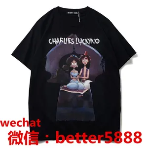 Supply Charlie Luciano Tide Brand CL Dark Fairy Tale Print Round Neck Short-sleeved T-shirt First-hand Source thumbnail-1
