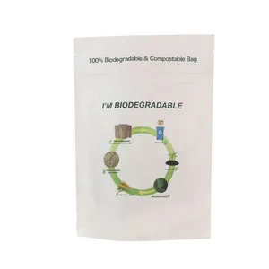 Wholesale 100% Full Biodegradable Degradable Plastic Bag Sustainable Seed Food Doypack Packaging With Tear Notch thumbnail-3