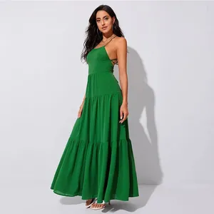 New Large Swing Waist Evening Dress Open Back Suspender Temperament Dress thumbnail-2