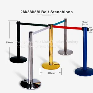 LG-B9 Brown Control Crowd Queue Barrier Belt Stanchions Pole thumbnail-3