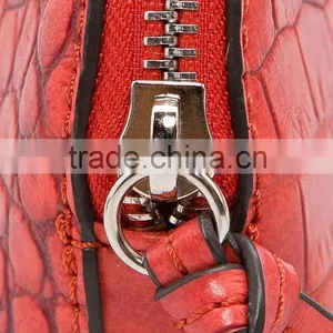 2016 Croc Effect Leather Small Clutch Bag Top Zip Fastening Popular Crocodile Embossed Genuine Leather Clutch Purse Round Shape thumbnail-4
