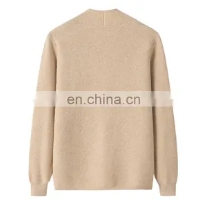 Women's Latest Design Deep V Neck Single Breasted Thick Jacquard Knitted Cashmere Sweater Casual Style for Winter thumbnail-2