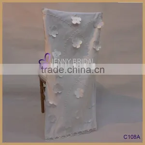 C121A Crushed Organza Wedding Universal Cheap Chair Covers for Sale thumbnail-4