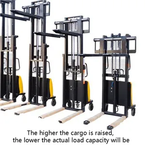Manual Electric Stacker Truck Lifter Semi Automatic Pallet Hydraulic Forklift thumbnail-3