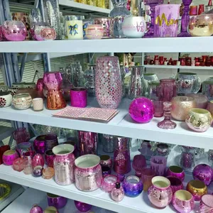 Glass Jar Glass Candle Holder Glass Vase Mosaic Vase thumbnail-3