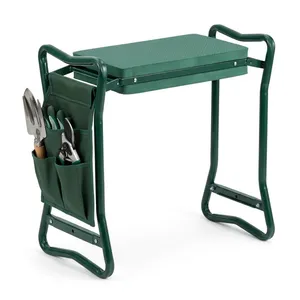 Lightweight Foldable Steel Frame EVA Cushion Portable Dual Purpose Kneeling Pad Stool With Side Pouch Garden Work Kneeler thumbnail-4