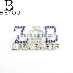 Wholesale 2016 New Zeta Phi Beta Double Stone Brooch Girls' Fancy Greek ZPB Life Member Pin Jewelry High Quality thumbnail-1