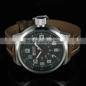 MR031 Brand New Mens Man Analog Army Military Leather Wrist Watch thumbnail-1