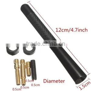 High Quality 4.72inch Universal Short Aluminum Auto Car Radio AM FM Carbon Fiber Antenna Replacement Screw Color Black thumbnail-4