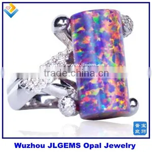 Royal Lavender Opal & AAA CZ Ring Fashion Silver Jewelry thumbnail-1