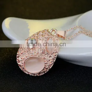 Lovely 18K Rose Gold Plated Opal Jewelry Fashion Necklace and Earring Set thumbnail-5