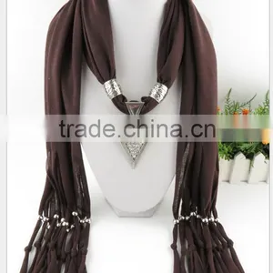 2015 Lovely New Arrival Hot Selling Ladies' Scarf Brand Big Cotton Lady Scarf Full Diamond Triangle Alloy Pendant Jewelry Scarf thumbnail-4