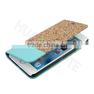 Book Style Real Wooden and PU Leather Coating Flip Cellphone Case for IPhone 6s thumbnail-4