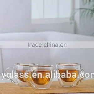 350ml Handmade Borosilicate Double Wall Glass Coffee Cup thumbnail-1