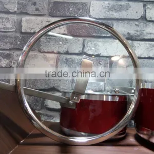 Red Aluminum Non-stick Saucepan Sauce Cooking Noodle Pasta Soup Pot With Glass Lid thumbnail-4