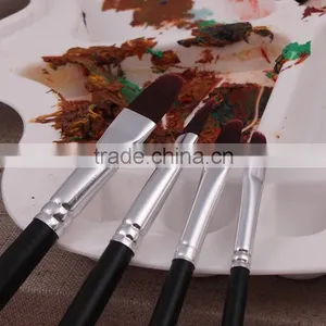 6Pcs Wood Handle Filbert Shape Nylon Hair Watercolor Painting Artist Paint Brush Pen Set thumbnail-4