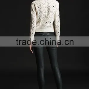 Cashmere Sweater Crew Neck Long Sleeve Pullover With Pointelle and Embroidery Details thumbnail-2