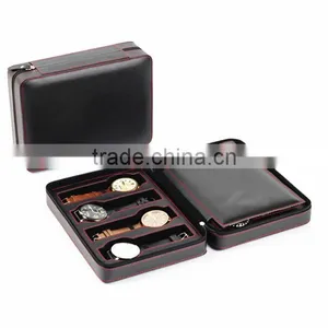 Hangzhou Manufacturer Custom 8 Slot Black Leather Watch Storage Box With Zipper thumbnail-2