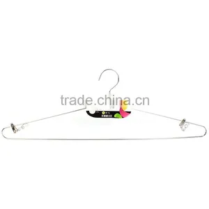 Big Metal Stainless Steel Wire Clothes Hanger With 2 Cllips thumbnail-2