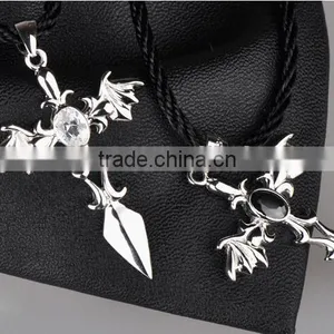 Large Hammered Cross Pendants 925 Sterling Silver Pendant With CZ Diamond thumbnail-2