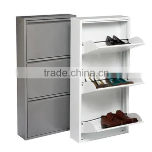 Cheap Three Drawers Steel Shoe Cabinet 30 Pair Metal Shoe Rack White Antique Store Shoe Cabinet thumbnail-5