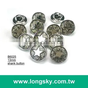 (#B6025/13mm) Antique Silver Star Pattern Plastic Abs Button for Stylish Men Clothing thumbnail-2